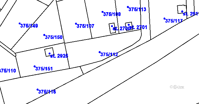 Parcela st. 375/112 v KÚ Úšovice, Katastrální mapa
