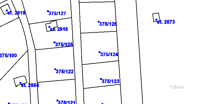 Parcela st. 375/124 v KÚ Úšovice, Katastrální mapa
