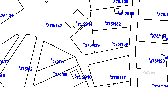 Parcela st. 375/129 v KÚ Úšovice, Katastrální mapa
