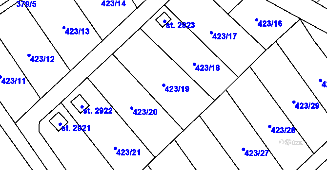 Parcela st. 423/19 v KÚ Úšovice, Katastrální mapa