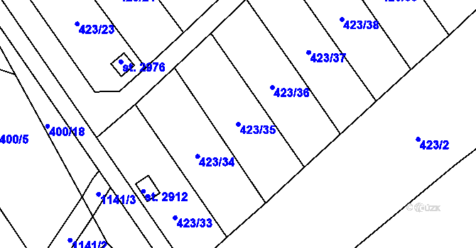 Parcela st. 423/35 v KÚ Úšovice, Katastrální mapa