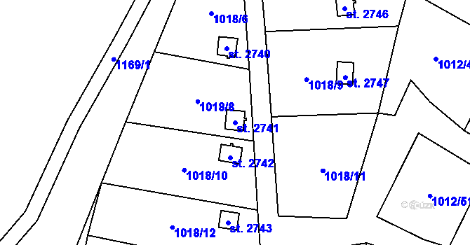 Parcela st. 2741 v KÚ Úšovice, Katastrální mapa