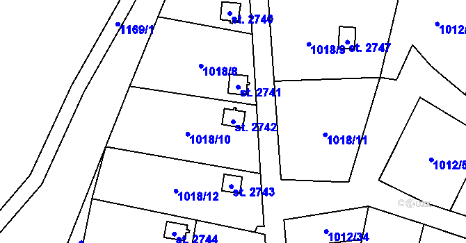 Parcela st. 2742 v KÚ Úšovice, Katastrální mapa