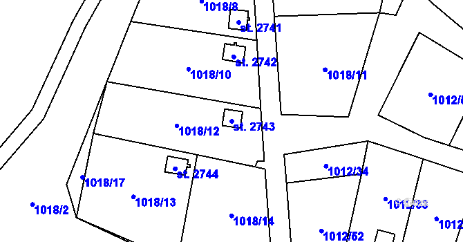 Parcela st. 2743 v KÚ Úšovice, Katastrální mapa