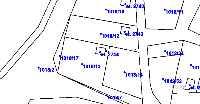 Parcela st. 2744 v KÚ Úšovice, Katastrální mapa