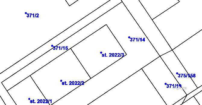 Parcela st. 2022/3 v KÚ Úšovice, Katastrální mapa