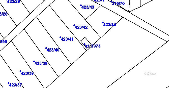 Parcela st. 2973 v KÚ Úšovice, Katastrální mapa