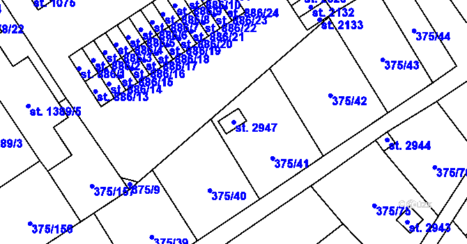 Parcela st. 2947 v KÚ Úšovice, Katastrální mapa