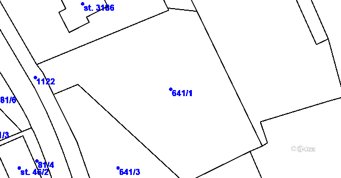 Parcela st. 641/1 v KÚ Úšovice, Katastrální mapa