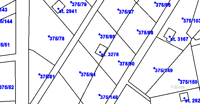 Parcela st. 3278 v KÚ Úšovice, Katastrální mapa