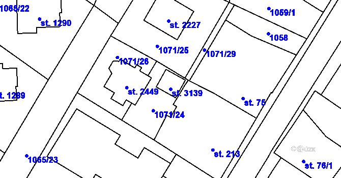 Parcela st. 3139 v KÚ Úšovice, Katastrální mapa
