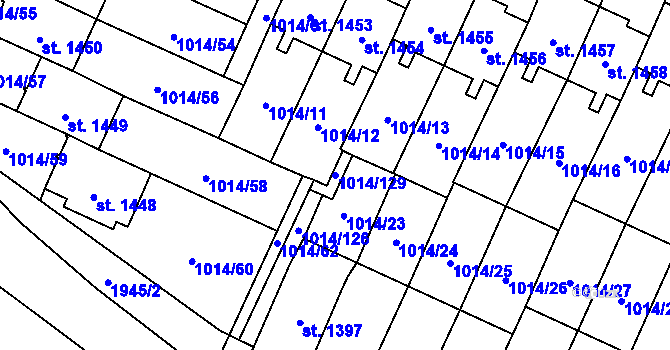 Parcela st. 1014/129 v KÚ Úšovice, Katastrální mapa