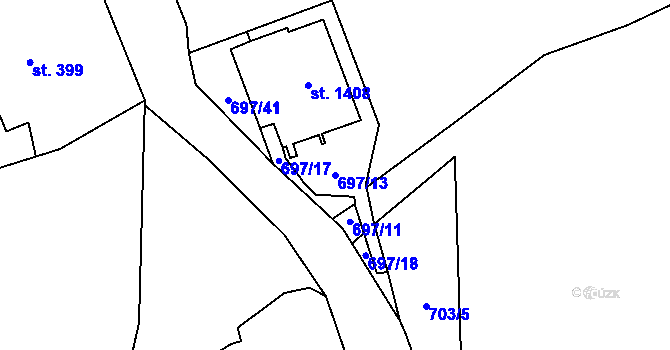 Parcela st. 697/13 v KÚ Úšovice, Katastrální mapa