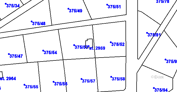 Parcela st. 2959 v KÚ Úšovice, Katastrální mapa