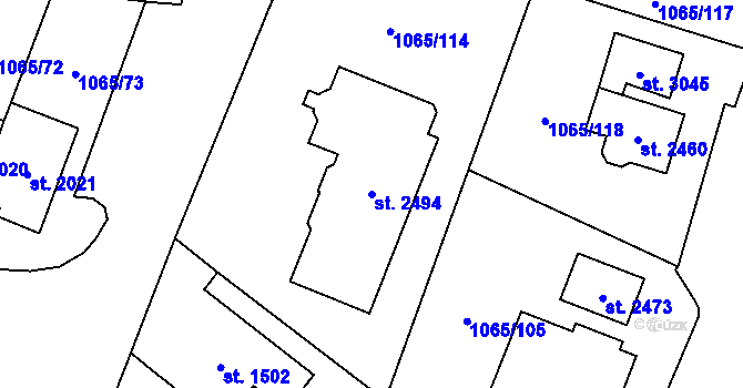 Parcela st. 2494 v KÚ Úšovice, Katastrální mapa