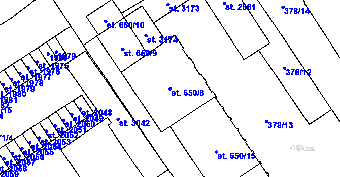 Parcela st. 650/8 v KÚ Úšovice, Katastrální mapa