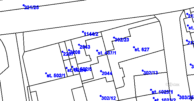Parcela st. 437/1 v KÚ Úšovice, Katastrální mapa