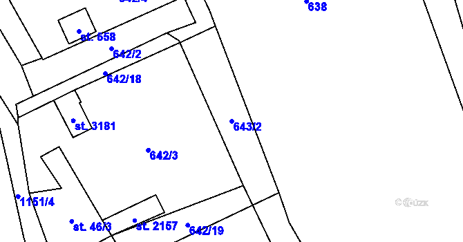 Parcela st. 643/2 v KÚ Úšovice, Katastrální mapa