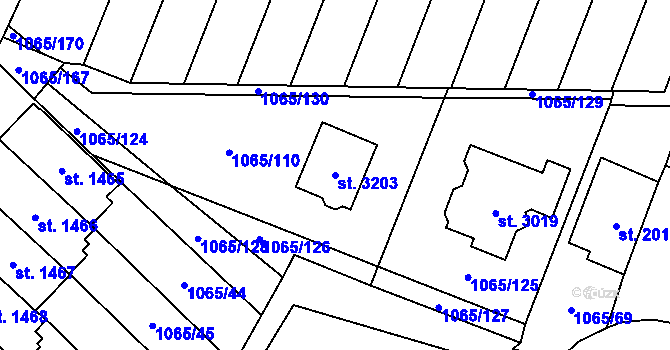 Parcela st. 3203 v KÚ Úšovice, Katastrální mapa