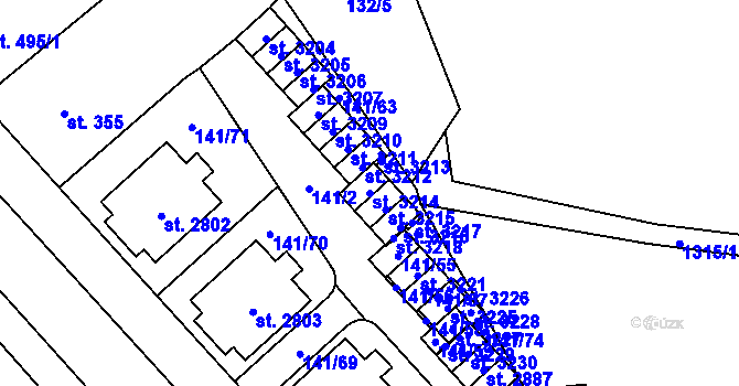 Parcela st. 3214 v KÚ Úšovice, Katastrální mapa