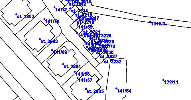 Parcela st. 3230 v KÚ Úšovice, Katastrální mapa