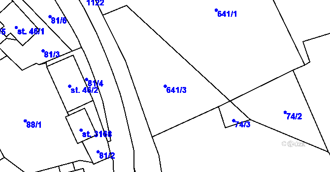 Parcela st. 641/3 v KÚ Úšovice, Katastrální mapa