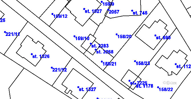 Parcela st. 3268 v KÚ Úšovice, Katastrální mapa