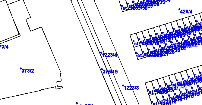 Parcela st. 1223/4 v KÚ Úšovice, Katastrální mapa