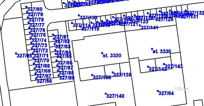 Parcela st. 3320 v KÚ Úšovice, Katastrální mapa