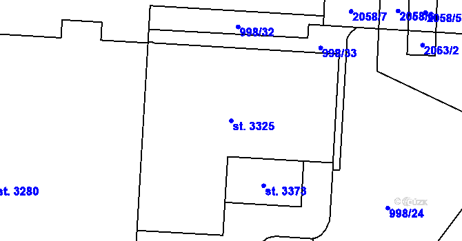 Parcela st. 3325 v KÚ Úšovice, Katastrální mapa
