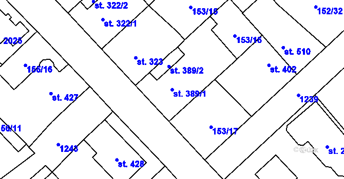 Parcela st. 389/1 v KÚ Úšovice, Katastrální mapa