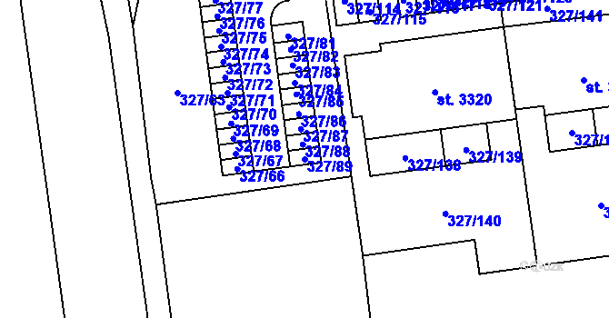 Parcela st. 327/89 v KÚ Úšovice, Katastrální mapa