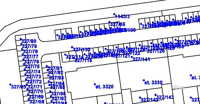 Parcela st. 327/119 v KÚ Úšovice, Katastrální mapa