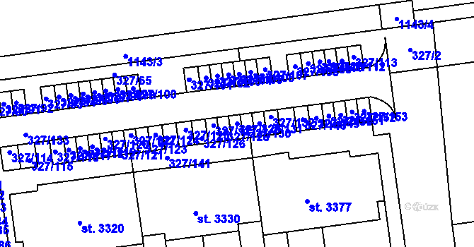 Parcela st. 327/129 v KÚ Úšovice, Katastrální mapa