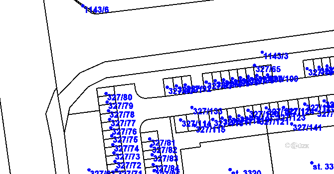 Parcela st. 327/90 v KÚ Úšovice, Katastrální mapa