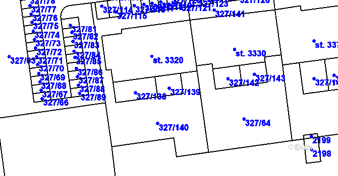 Parcela st. 327/139 v KÚ Úšovice, Katastrální mapa