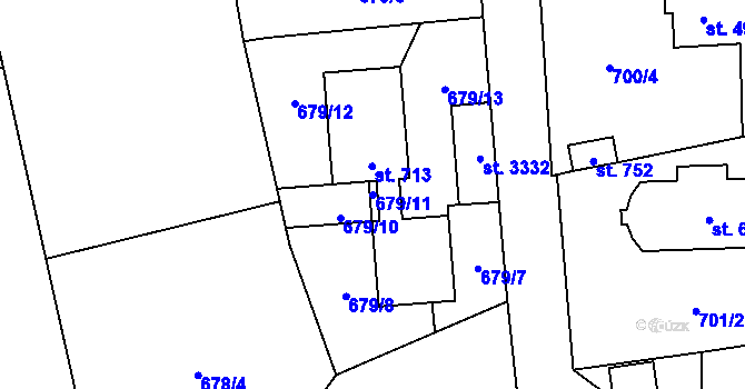Parcela st. 679/11 v KÚ Úšovice, Katastrální mapa