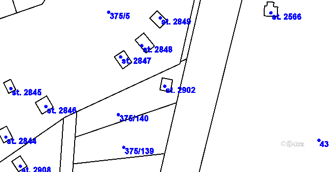 Parcela st. 2902 v KÚ Úšovice, Katastrální mapa