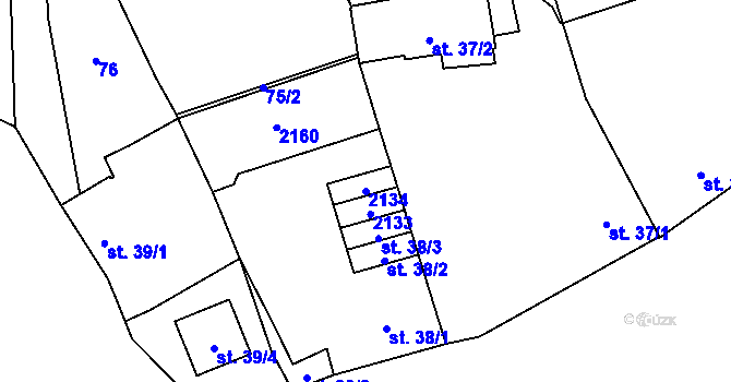Parcela st. 2134 v KÚ Úšovice, Katastrální mapa