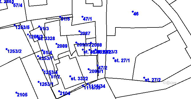 Parcela st. 3323/3 v KÚ Úšovice, Katastrální mapa