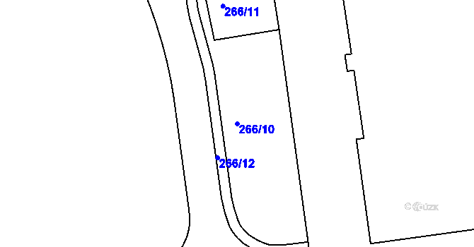 Parcela st. 266/10 v KÚ Úšovice, Katastrální mapa