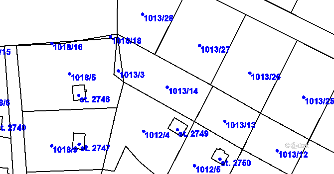 Parcela st. 1013/14 v KÚ Úšovice, Katastrální mapa