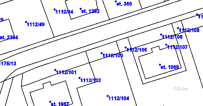Parcela st. 1112/103 v KÚ Úšovice, Katastrální mapa