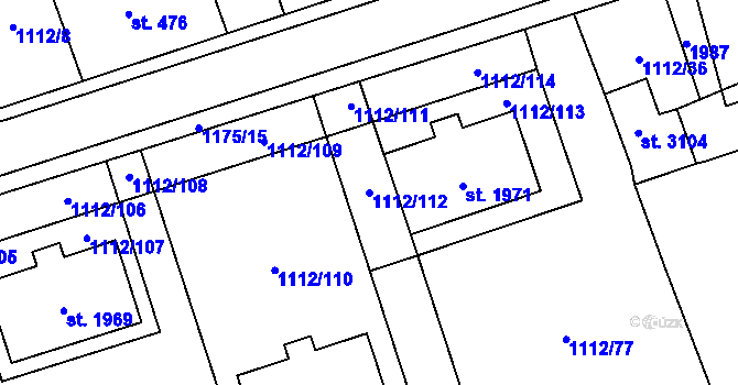Parcela st. 1112/112 v KÚ Úšovice, Katastrální mapa