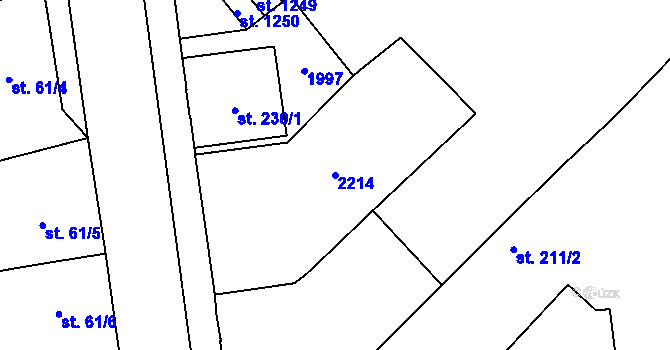 Parcela st. 2214 v KÚ Úšovice, Katastrální mapa