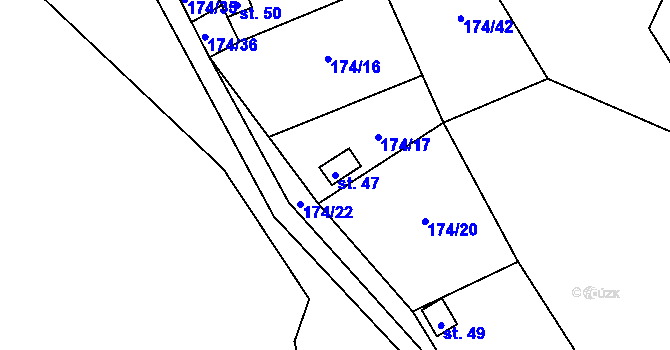 Parcela st. 47 v KÚ Stanoviště u Mariánských Lázní, Katastrální mapa