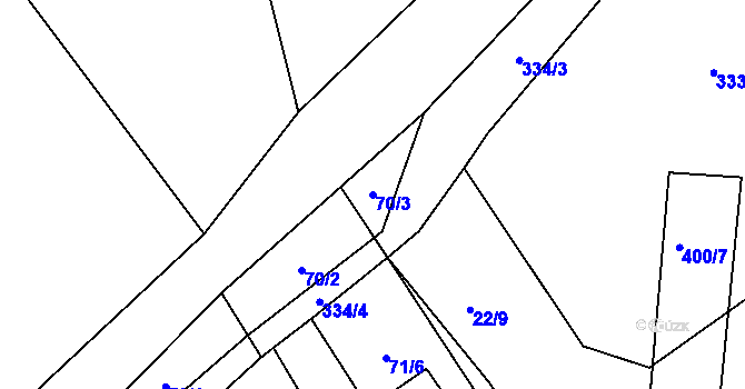 Parcela st. 70/3 v KÚ Stanoviště u Mariánských Lázní, Katastrální mapa