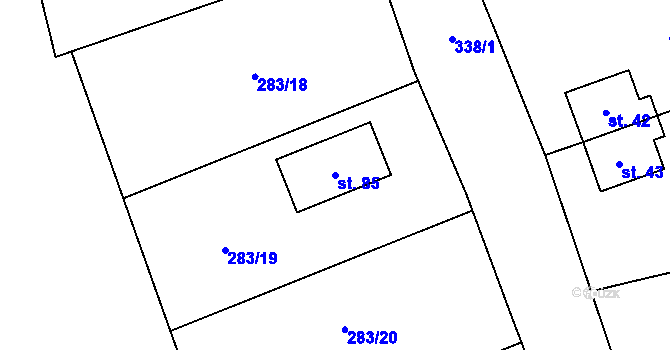 Parcela st. 85 v KÚ Stanoviště u Mariánských Lázní, Katastrální mapa