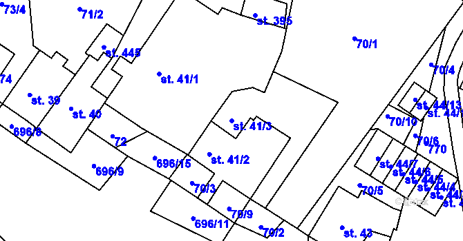 Parcela st. 41/3 v KÚ Mariánské Radčice, Katastrální mapa