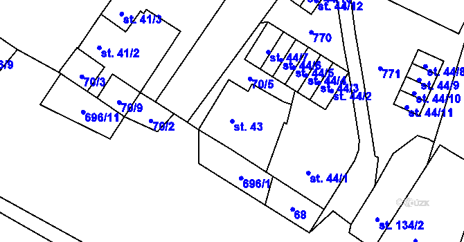 Parcela st. 43 v KÚ Mariánské Radčice, Katastrální mapa